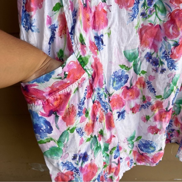 Cut Loose Floral Linen Midi Dress - Size M Vacation Lightweight Summer - Picture 3 of 6